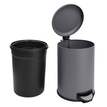 Сміттєве відро SVITA T20 з нержавіючої сталі, 20 літрів, з педаллю, сірого кольору