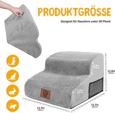 Сходинки для собак Zvonema: 2 сходинки, водонепроникні, протиковзкі, для маленьких собак, сірого кольору