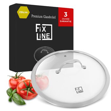 FIXLINE® Сковорода Black Forest 28 см - антиадгезійне покриття без PTFE - для всіх типів плит (в т.ч. індукційних) - придатна для духовки до 230°C - легке миття - ідеальна ідея для подарунка (кришка, 28 см)