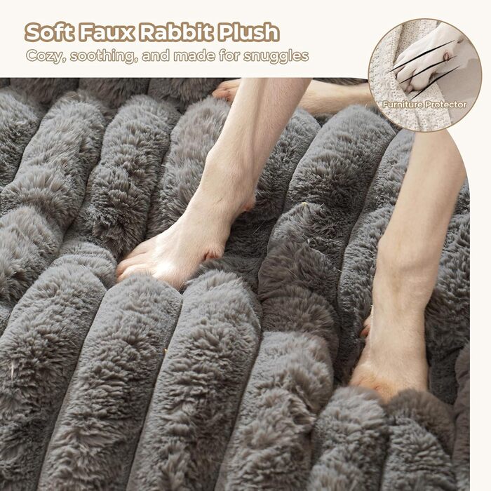 М'яке ліжко для собак Avont, килимок-подушка для собак та котів знімний та пральний чохол, антиковзаюче дно (Темно-сірий, L)