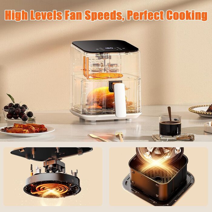 Фритюрниця Deime з гарячим повітрям 2.5 л, компактна цифрова Airfryer для випікання, розігріву та смаження, антипригарне покриття