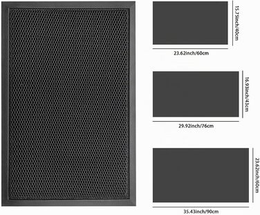 3D Килимок привідний вуличний з стільниками 76x43 см, вологостійкий грязезахисний килимок для входу та дверей, протиковзкий TPE та поліестер (Чорний)