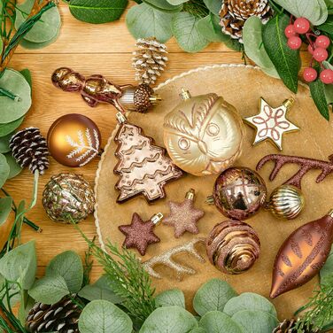 Набір прикрас на ялинку Alupssuc: 96 шт, білки, міцні золоті пластикові кулі, антична бронза