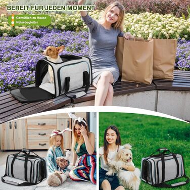 Розширювана переноска для котів та маленьких собак ALLSOPETS, складана м'яка переноска для тварин з 2 бічними розширеннями, знімним килимком з флісу та кишенями (Сірий & Зелений) (Сірий & Синій)