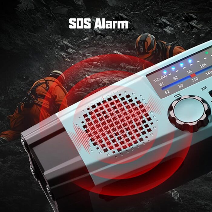 Радіо на сонячній батареї та з ручкою, 2000mAh, Power Bank, SOS-сигнал, ліхтарик, AM/FM, для кемпінгу та надзвичайних ситуацій