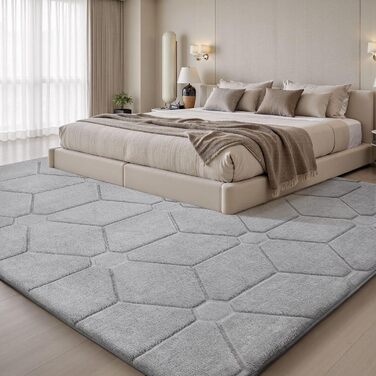 Килим для вітальні та дитячої кімнати сірого кольору, 140x200 см. М'який, з коротким ворсом, легко миється. Килим для спальні та дитячої кімнати.