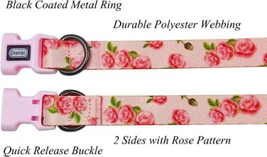 Нашийник та поводок для собак Комбі-ет, леопардовий принт, поліестер, 150 см, повід з панде, для маленьких собак (колір коричневий леопард), набір (рожевий, з розами)