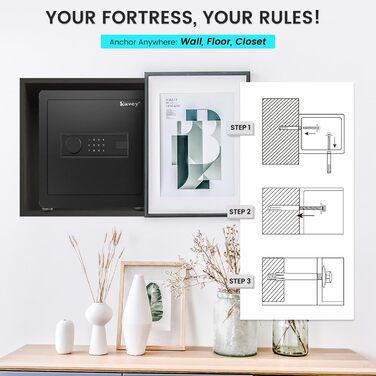 Сейф Kavey Safe Tresor: цифровий замок, подвійний захист, LED-освітлення, 40L