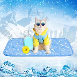 Rywe Cooling Mat for Dogs - Upgraded Colorfastness, Thicker, Washable, Self-Cooling Mat, 70x90cm Dog Mat - Non-Slip, Soft, Water-Absorbent, Odor-Resistant, Summer Dog Blanket for Dogs and Cats - (S, Blue)