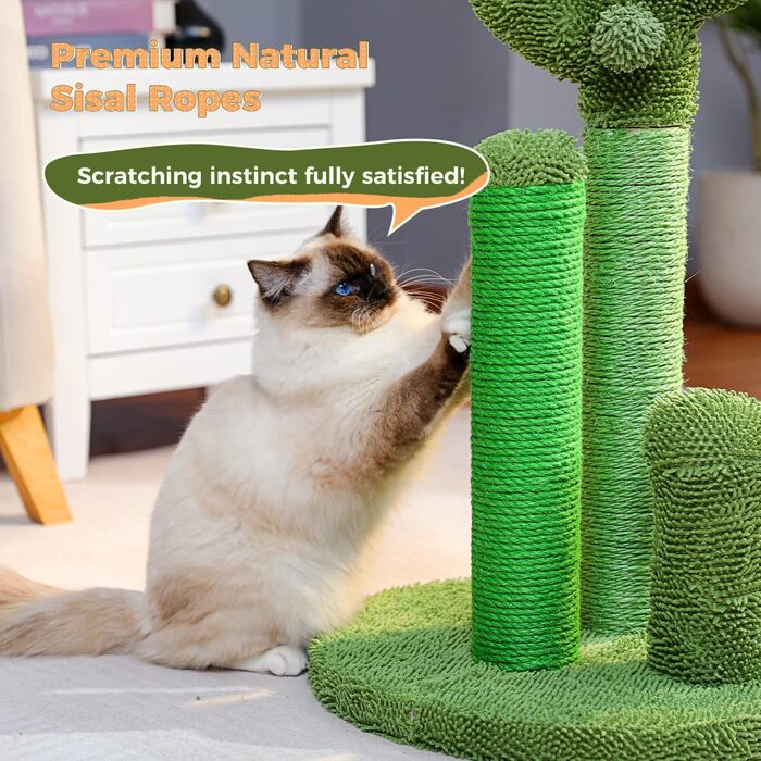 Kratzbaum Kaktus, creative cat tree design, 3 post set, green, L - 42 * 68.5cm, AY405-HZ-L-66GN-B