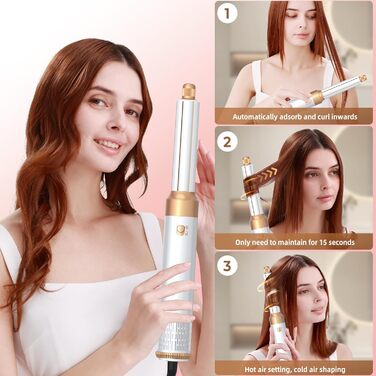 Набір для укладки волосся 5 в 1, Air Styler: фен-щітка, плойка для локонів, автоматична завивка, білий