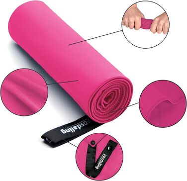 Набір з 3 рушників з мікрофібри: великий 180x90 см та 2 маленькі 80x40 см. Швидковисихаючі спортивні рушники з мікрофібри для подорожей, душу, фітнесу, спорту та пляжу (рожевий)