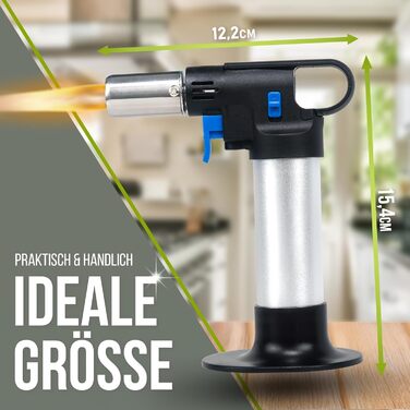 Кулінарний пальник STAHLMANN® для карамелізації та фламбування (1300°C), преміум-якість, з 2-ма балонами газу по 300 мл