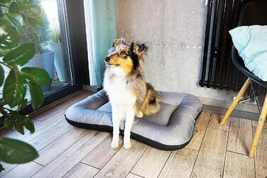 Ліжко для собак середніх порід 4L Textil KLEO, 90x70 см, водонепроникне, з блискавкою, темно-зелене/сіре