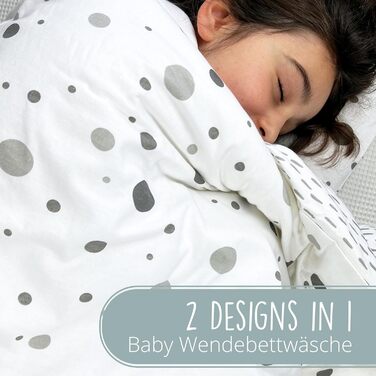 Набір постільної білизни для дитячого ліжечка з органічної бавовни GOTS (Oeko-Tex100), 100 x 135 см. Включає наволочку 40x60 см та ковдру 100x135 см. Підходить для хлопчиків та дівчаток, сірий колір.