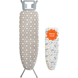 Гладильна дошка з парогенератором VEVOR, 2 шт., з підставкою для праски, розкладний стіл з 4 шарами, 1100 x 334 мм, 7 рівнів висоти (715–915 мм), вантажопідйомність 20 кг, бежевий