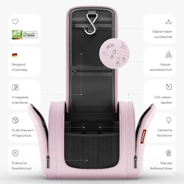 Чохол-органайзер для подорожей Traveaner, 7 відділень, 3-в-1, водонепроникний, рожевий, XXL