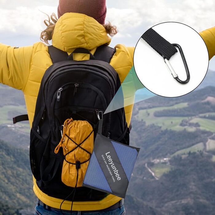 Набір рушників Leeyunbee з мікрофібри (2 шт.) - 160x80 см + 80x40 см, швидковисихаючі, для спорту, подорожей, пляжу, блакитні