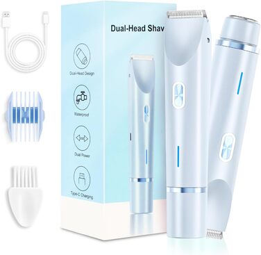 Електричний жіночий триммер Silky Splash 2-в-1 для бікіні, обличчя та тіла, водонепроникний IPX7, з USB-зарядкою, блакитний