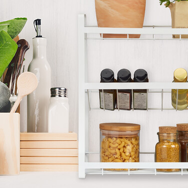 Relaxdays White Spice Rack with 3 Tiers