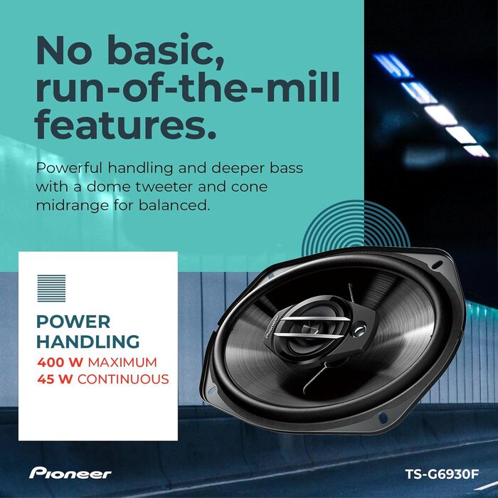 Автомобільна акустика Pioneer TS-G6930F 6x9 дюймів, 3-смугові коаксіальні динаміки, 400 Вт, комплект 2 шт., потужний звук, глибина монтажу 70 мм, з решіткою