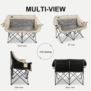 Розкладний диванчик для кемпінгу Northroad на 2 особи, портативний, з підстаканниками та тримачем для келихів, бежевий