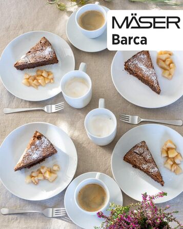 MÄSER Barca Series, Extensive Dinnerware Set for 8 People, 68-Piece Combination Service in a Modern, Rimless Shape, Round, White Complete Service 68-Piece, 8 People.