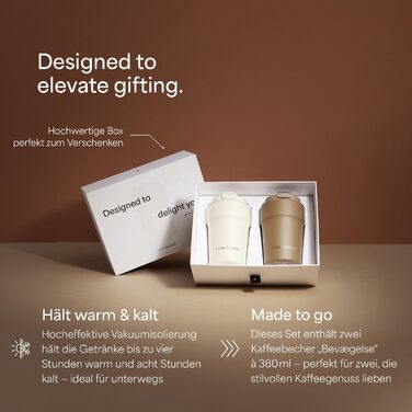 Термокружка LARS NYSØM 380 мл | Термокружка для кави та чаю з нержавіючої сталі | Зігріваючий термос для подорожей | Колір: Taupe Brown/Almond Beige