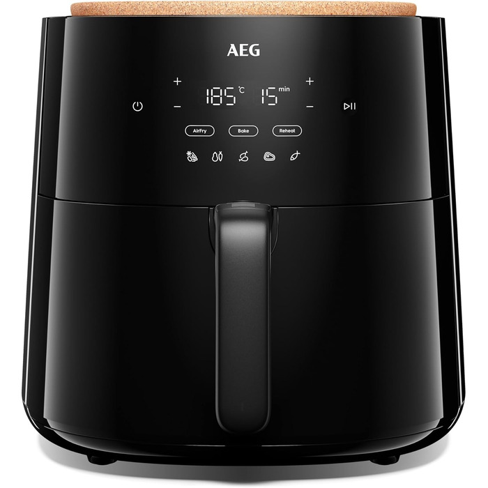 AEG AAF7B Hot Air Fryer / IF Design Award 2024 / Little to no oil / 8 programs / programmable / preheat function / 6.8l / dishwasher-safe / heat protection / flip reminder / black, 6.8l capacity, Series 7000