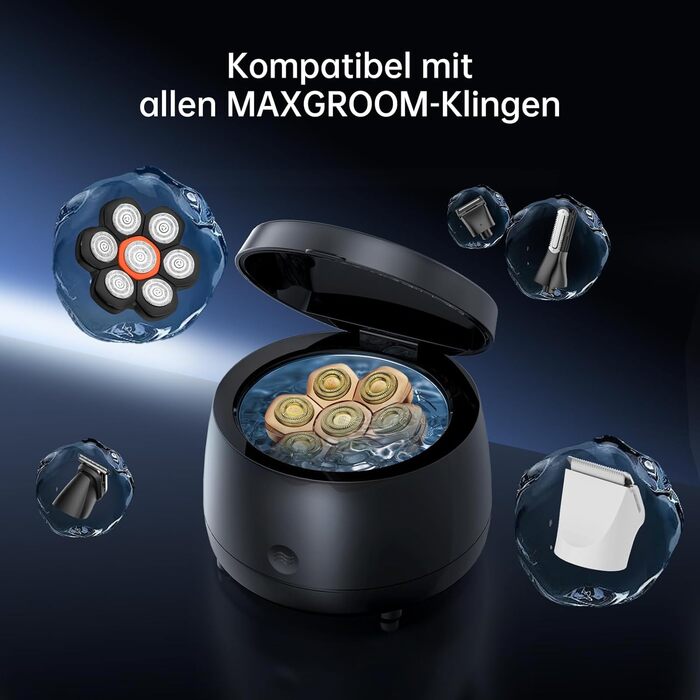 Електричний гоління голови для чоловіків 7D PRO Glatzen Rasierer - MAXGROOM IPX6 водонепроникний, з плаваючою головкою, 1400mAh, 8800RPM, USB-C, чорний