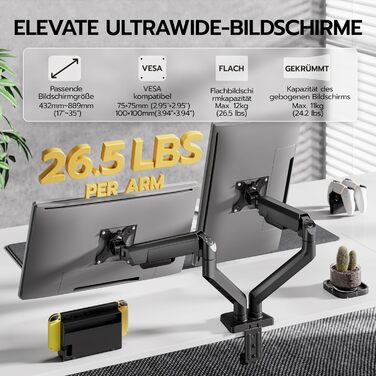 Кронштейн для монітора ARES WING для плоских та вигнутих екранів 17-40