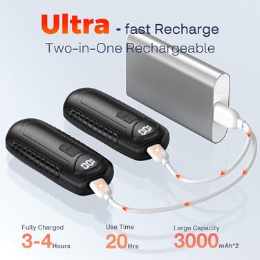 Грілки для рук акумуляторні, 2 шт, електричні, портативні, 6000mAh, кишенькові, ультралегкі та тонкі, 5 рівнів нагріву до 55°C, ідеальні для кемпінгу, чорні