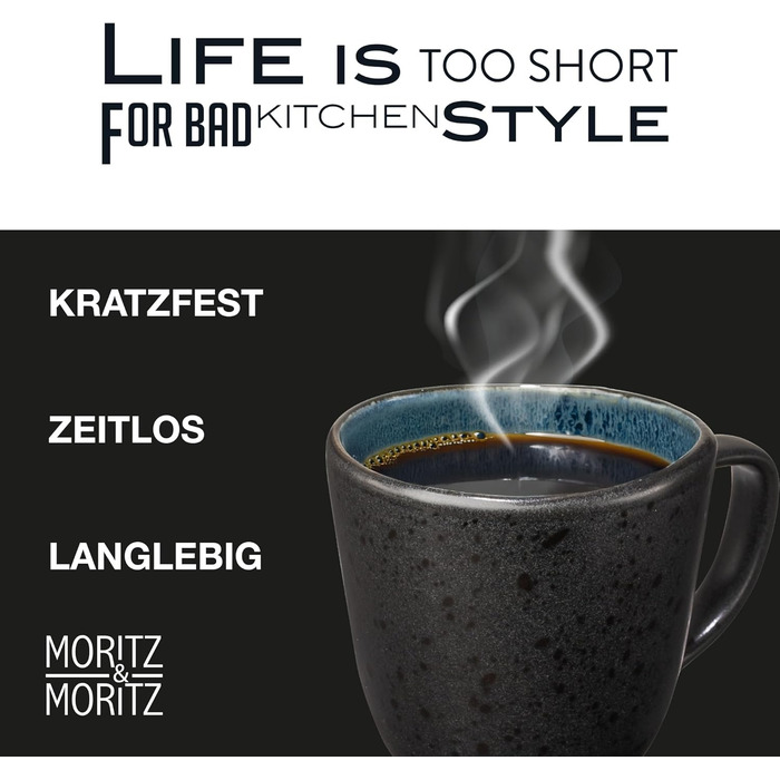 Набір келихів для кави Moritz & Moritz ORGANIC, 6 шт. - блакитні келихи з каменю з унікальним градієнтом, придатні для миття в посудомийній машині