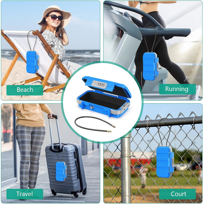 Сейф портативний з кодовим замком ORIA, водонепроникний, для відпочинку та офісу (Блакитний)