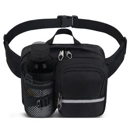 Чоловіча та жіноча поясна сумка-рюкзак на пояс, чорна. Водовідштовхуюча, для подорожей, спорту, бігу та активного відпочинку.