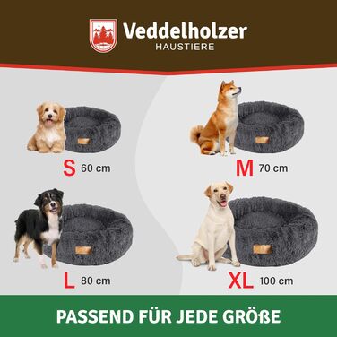 Ø 60 cm (S) Dog bed, cat bed, dog cushion, dog beds in multiple sizes, dog bed for large, medium, and small dogs, washable in light grey and dark grey for all dogs & cats (Ø 70 cm (M), Dark Grey)