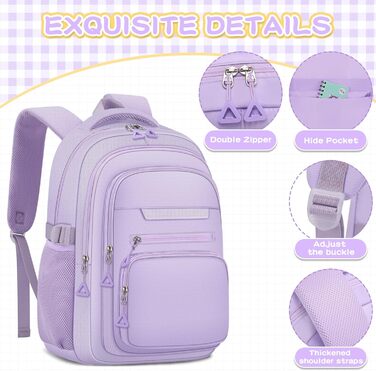 Стильний рюкзак для дівчини: школа, коледж, подорожі (фіолетовий)
