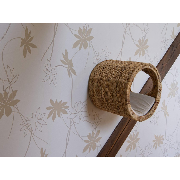 Lycce Luxurious Cat Wall Cave Alba from Water Hyacinth, 32x28x32cm, including a cushion - Space-saving & Decorative