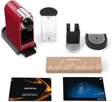 Кавова машина Krups Nespresso CitiZ XN7415, капсульна, 1260 Вт, 19 бар, резервуар 1 л, червона