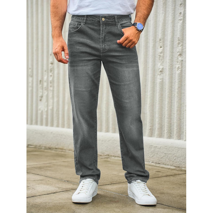 Чоловічі джинси Runcati Regular Fit: зручні стрейч джинси з деніму для повсякденного носіння, сірі, розмір XL