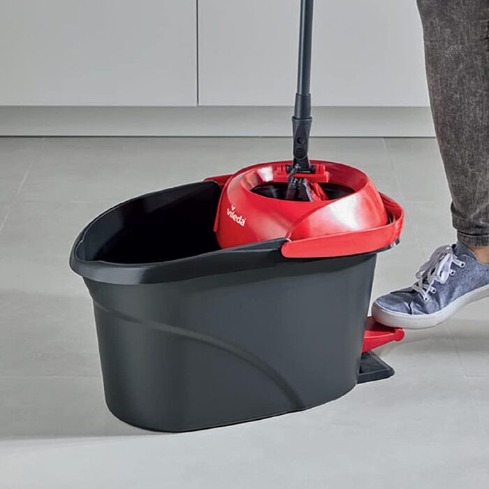 Vileda Ultramax Turbo 2in1: Набір для миття підлоги з відром та мікрофіброю | Телескопічна ручка (75–130 см), система віджиму, для плитки, ламінату та паркету | Еко-упаковка