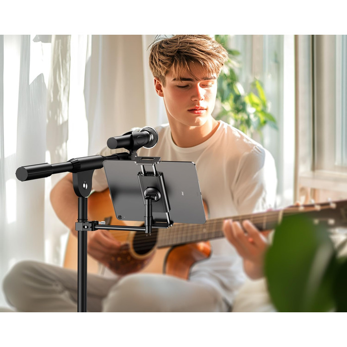 Алюмінієва підставка для iPad з мікрофонним кріпленням Elitehood, чорна