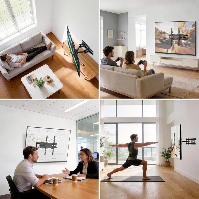 Настінне кріплення для телевізора 32-70 дюймів, поворотне, нахильне, до 50 кг, VESA 400x400 мм