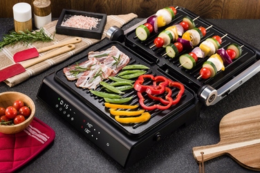 Електричний гриль Transa Electronics DualPlate, чорний, 2200 Вт, з регулюванням температури