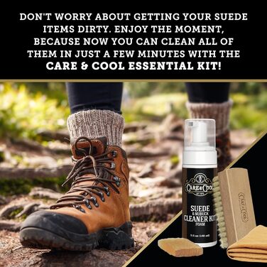 Care & Cool Cleaning Set for Suede and Nubuck, 142 g, restores color and vibrancy to shoes, boots, clothing, and furniture. Includes a high-quality boar bristle brush, Hi-Tech cloth, and...