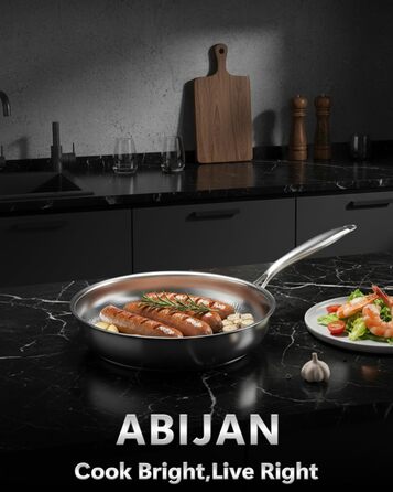 Сковорода з нержавіючої сталі 30 см Titan, з кришкою, для індукційних плит, 18/10, підходить для духовки та посудомийної машини