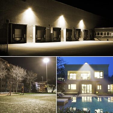 RIGIDON 2x 75W LED Floodlights Outdoor, 7500LM Outdoor Floodlight, 3000K Warm White IP66 Waterproof LED Floodlight, Outdoor Lamp for Garden, Courtyards, Garage, Hotel, Sports Field, Workshop (2 x 50W)