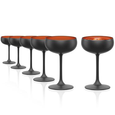 Набір келихів для шампанського Stölzle Lausitz Elements, 6 шт, 230 мл, чорний/бронзовий – елегантні келихи з кришталевого скла без свинцю, придатні для миття в посудомийній машині та стійкі до ударів