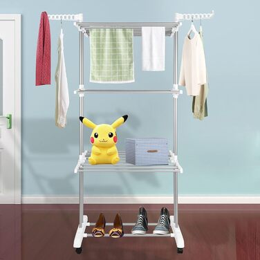 Розкладний сушильник для білизни Innotic з 4 ярусами та колесами (білий/сірий)