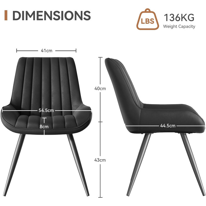 Modern Upholstered Dining Chairs - 4 Pack